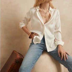 Banana Republic Classic Satin Button Up Blouse